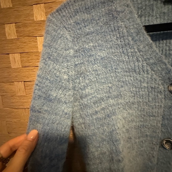Andersson Bell Blue Lua Alpaca Boucle Wool Blend Distressed Cardigan Size XS - Picture 6 of 7